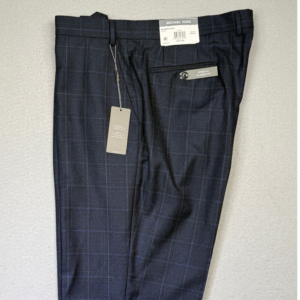 Michael Kors Men's Classic Wool-Blend Stretch Suit Pants Midnight 40x34 $200